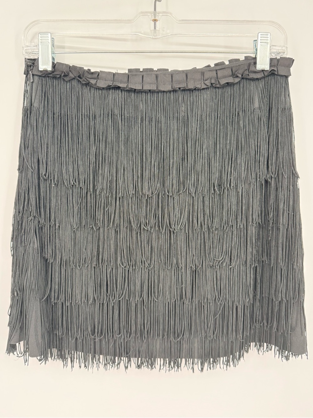Betsey Johnson Y2K Black Tiered Fringe Mini Skirt Size 2 Flapper Festival Party